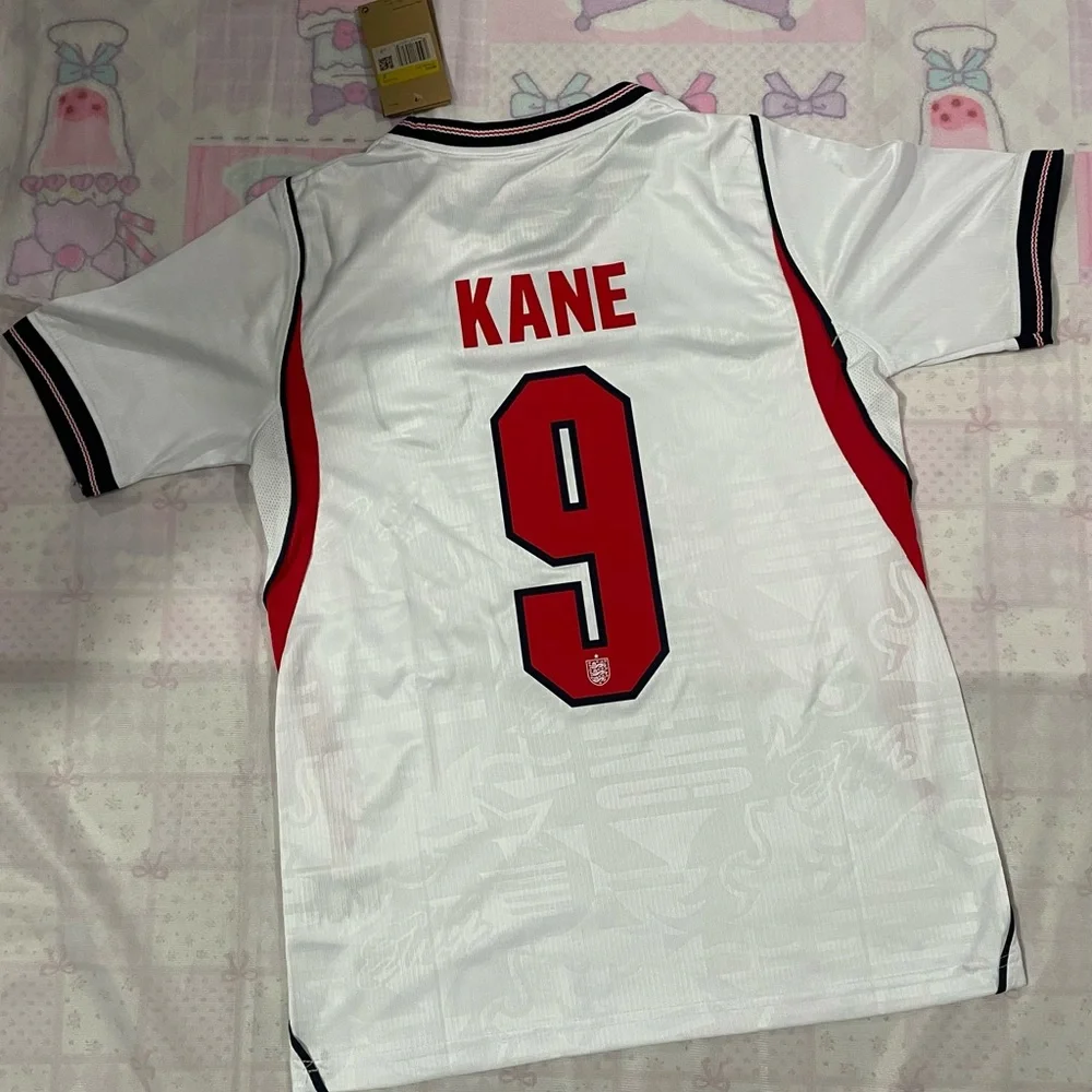 Nike White and Red England #9 Football Jersey